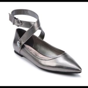 Cute Pewter Libby Edelman Ryann Flats Ankle Straps